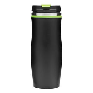 Thermosbeker/warmhoudbeker zwart/groen 400 ml Zwart