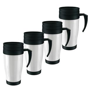 10x Thermosbeker/warmhoudbeker wit/zwart 400 ml Wit