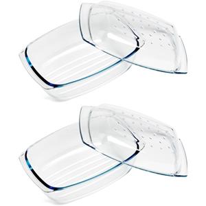 Cosy & Trendy 2x Ovenschalen 34 x 22 x 7 cm van glas Transparant