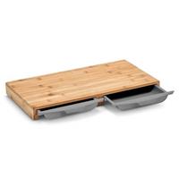 Zeller Luxe bamboe houten snijplank met 2 opvangbakjes 50 x 28,5 cm -