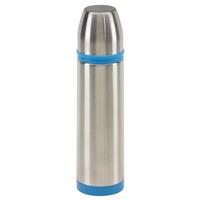 Bellatio RVS thermosfles/isoleerfles 500 ml zilver/blauw Zilver