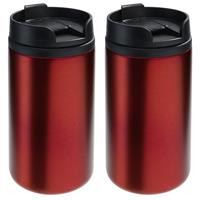 2x Thermosbekers/warmhoudbekers metallic rood 290 ml Rood