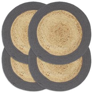 VidaXL Placemats 4 st rond 38 cm jute en katoen effen antraciet