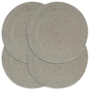 VidaXL Placemats 4 st rond 38 cm katoen effen grijs