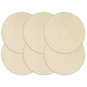 vidaxl Placemats 6 st rond 38 cm katoen natuurlijk