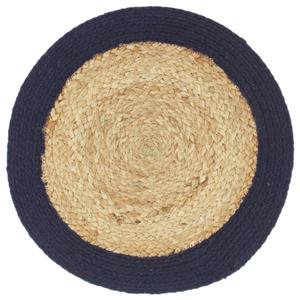 VidaXL Placemats 6 st rond 38 cm jute en katoen effen marineblauw