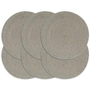 VidaXL Placemats 6 st rond 38 cm katoen effen grijs