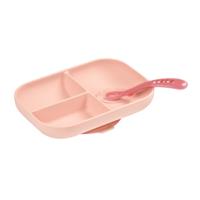 2. Gesplitste siliconen plaat + lepel 2. leeftijdsgroep roze - Roze/lichtroze