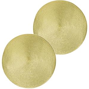 2x Luxe ronde placemat goud 38 cm gevlochten Goudkleurig