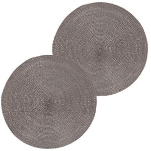 2x Luxe ronde placemat zwart 38 cm gevlochten Goudkleurig