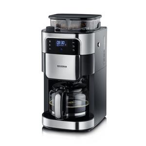 severin KA 4813 Koffiezetapparaat Zwart, RVS (geborsteld) Capaciteit koppen: 10 Display, Glazen kan, Met koffiemolen, Timerfunctie, Warmhoudfunctie, Met