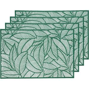 Decoris 4x Groene bladeren placemats 30 x 45 cm rechthoek Groen