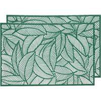 Decoris 2x Groene bladeren placemats 30 x 45 cm rechthoek Groen