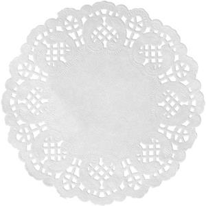 20x Witte ronde placemats 35 cm papier met kanten uiterlijk Wit