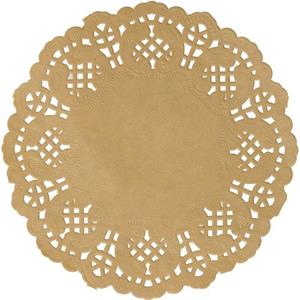 20x Bruine/naturel ronde placemats 35 cm papier kant uiterlijk Bruin