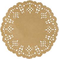 30x Bruine/naturel ronde placemats 35 cm papier kant uiterlijk Bruin