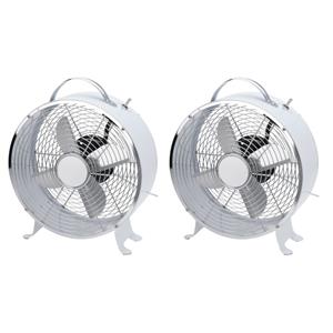 2x Witte tafel ventilatoren 26 cm Wit