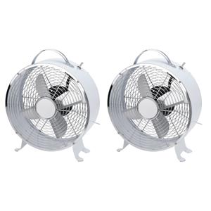 2x Witte tafel ventilatoren 26 cm Wit