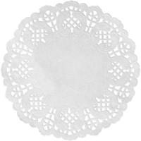 30x Witte ronde placemats 35 cm papier met kanten uiterlijk Wit