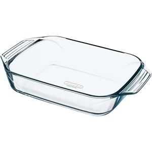 Pyrex 2x Rechthoekige glazen ovenschaal 4 liter 39 x 26 x 6,5 cm Transparant