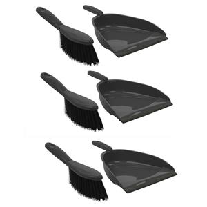 3x Grijze stoffer en blik set kunststof 22 x 33 cm Grijs