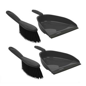 Pro Plus 2x Grijze stoffer en blik set kunststof 22 x 33 cm Grijs