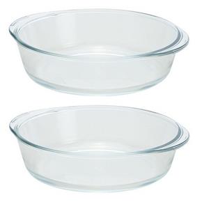 2x Ovenschalen rond glas 1,5 liter Transparant