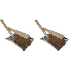 2x Stoffer en blik set verzinkt/hout voor buiten Multi