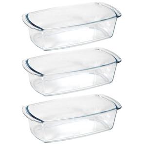 3x Glazen ovenschalen/cakevormen rechthoekig 27 x 14 x 7 cm Transparant