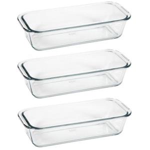 3x Glazen ovenschalen/cakevormen rechthoekig 31 x 13 x 7 cm Transparant