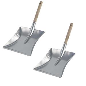 2x Stofblikken verzinkt met houten steel 23 x 21 cm Multi