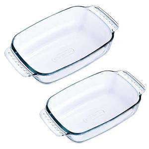 Pyrex 2x Glazen ovenschalen 1,2 en 0,7 liter Transparant