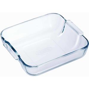 Pyrex 2x Vierkante glazen ovenschaal 1,2 liter 21 x 21 x 6,5 cm Transparant