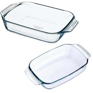 Pyrex 2x Glazen ovenschalen 0,7 en 1,4 liter Transparant