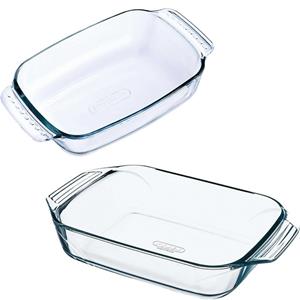 Pyrex 2x Glazen ovenschalen 1,2 en 1,4 liter Transparant