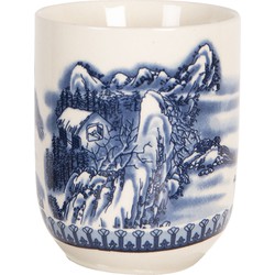 Clayre & Eef Mok Ø 6*8 cm / 0,1L Blauw Porselein rond chinese muur 6CEMU0068