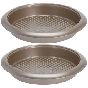 2x Ronde taart/quiche bakvormen 27 cm bakbenodigdheden Bruin