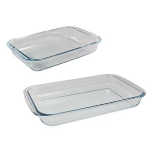 Pyrex Set van 2x rechthoekige glazen ovenschalen 1,6 en 3 liter Transparant