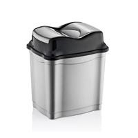 Zilver/zwarte afvalemmer/vuilnisbak met deksel 28 liter Multi