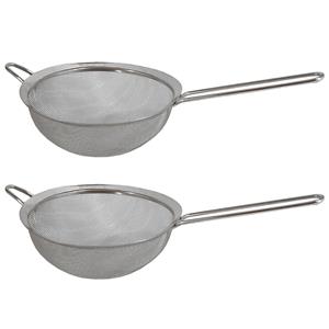 2x RVS keuken vergieten/zeven met handvat 20 cm Zilver