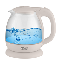 Adler - ad 1238 wasserkocher, glas, 1 liter, beige
