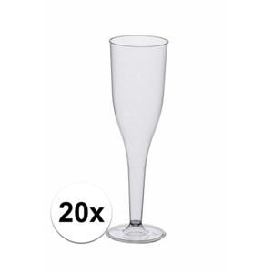 Plastic champagne glaasjes 20 stuks - Champagneglazen