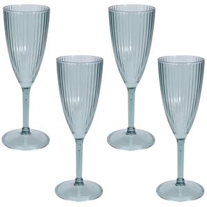 4x Champagneglazen van kunststof 225 ml - Keukenbenodigdheden - Picknicken - Camping/caravan servies - Champagne serveren - Champagneflutes - Champagneglazen