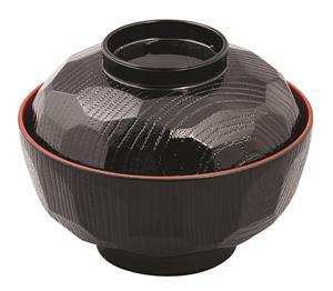 Tokyo Design Studio Zwart/Rode Kom met Deksel - Lacquerware - 12 x 9.5cm