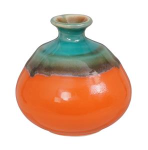 Tokyo Design Studio Groen/Oranje Handgemaakte Vaas - 8.5 x 9cm