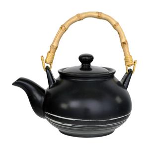 Tokyo Design Studio Zwart/Witte Theepot - Black Maru - 17 x 14 x 11cm 500ml