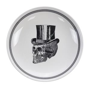 Tokyo Design Studio Zwart/Witte kom - Skull Design - 24,5 x 3,5cm 1000ml