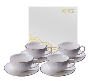 Tokyo Design Studio Wit/Goude kop-en-schotelset - Nippon White - Set van 4 stuks - 250ml
