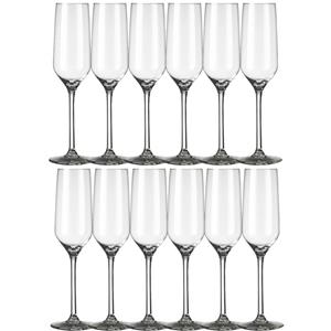Royal Leerdam 12x Champagneglazen/flutes transparant Carre 220 ml - 22 cl - Champagne glazen - Champagne drinken - Champagneglazen van glas