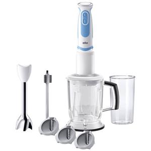 Braun 4191-MQ5260WHBL Stabmixer 1000W mit Messbecher, mit Mixbecher, Turbofunktion Weiß-Blau